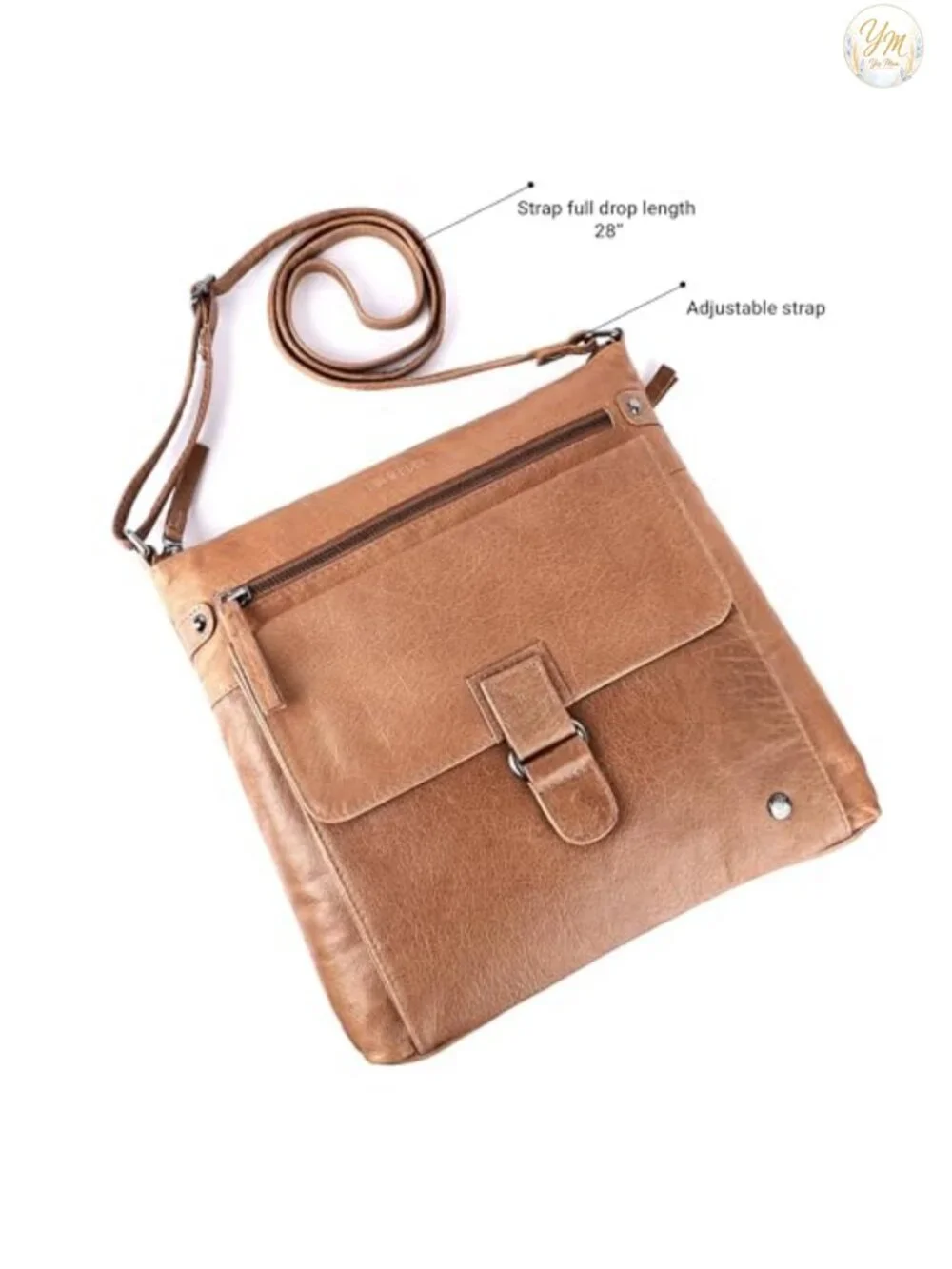 Genuine Leather Large Crossbody Sling Triple Zip Shoulder Purse